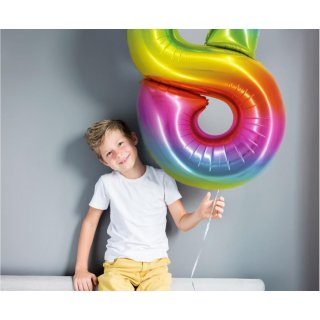 Fóliový balónek číslo 8, duhový, 76 cm