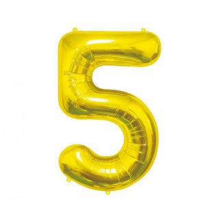 Fóliový balónek číslo 5, zlatý, 85 cm
