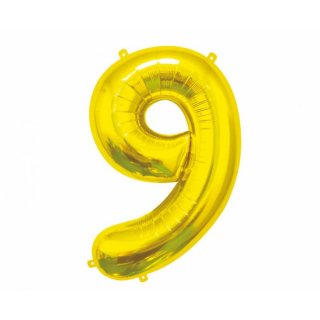 Fóliový balónek číslo 9, zlatý, 85 cm