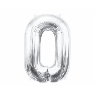 Fóliový balónek číslo 0, stříbrný, 85 cm