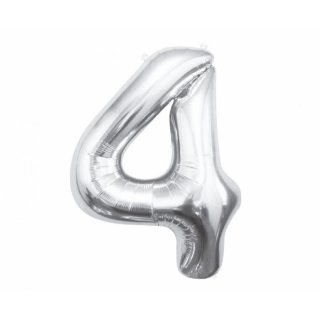 Fóliový balónek číslo 4, stříbrný, 85 cm