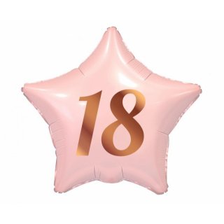 Fóliový balónek 18, růžová hvězda, 48 cm