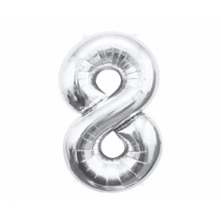 Fóliový balónek číslo 8, stříbrný, 85 cm
