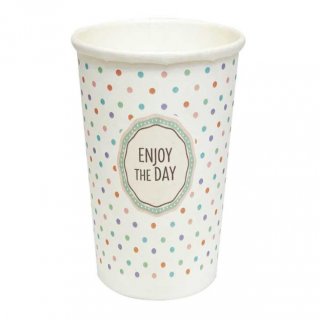 Kelímek papírový "Enjoy the day", pastelové barvy, 400 ml